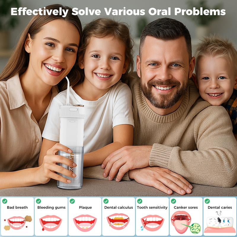 LINKEVAP Mini Water Flosser & Rechargeable Portable Oral Irrigator - Suitable for Travel and Business, Comes with 4 Nozzles & Detachable Water Tank